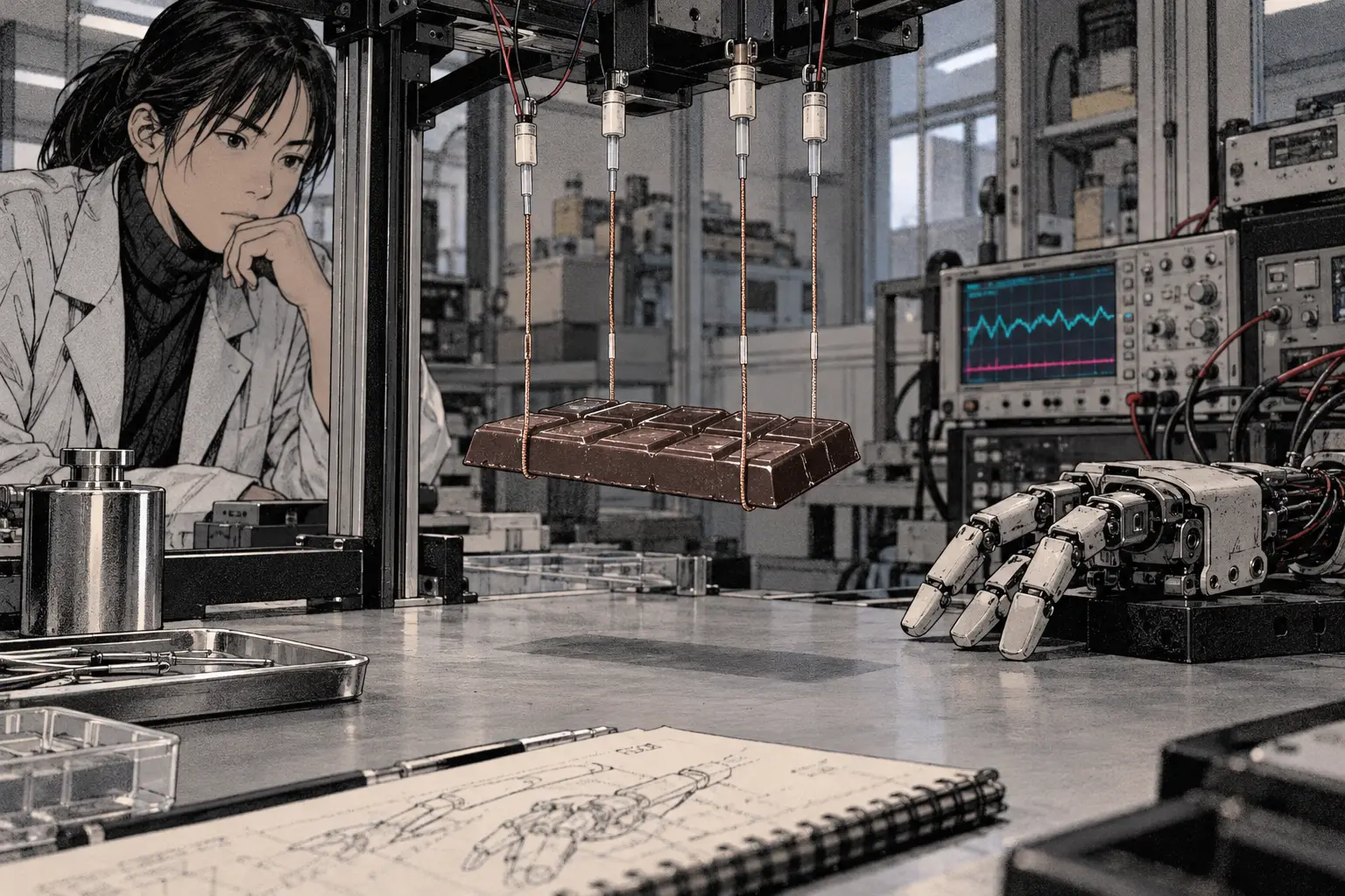 Four Flexible Fiber Motors Lift 46-Gram Chocolate Bar in Lab