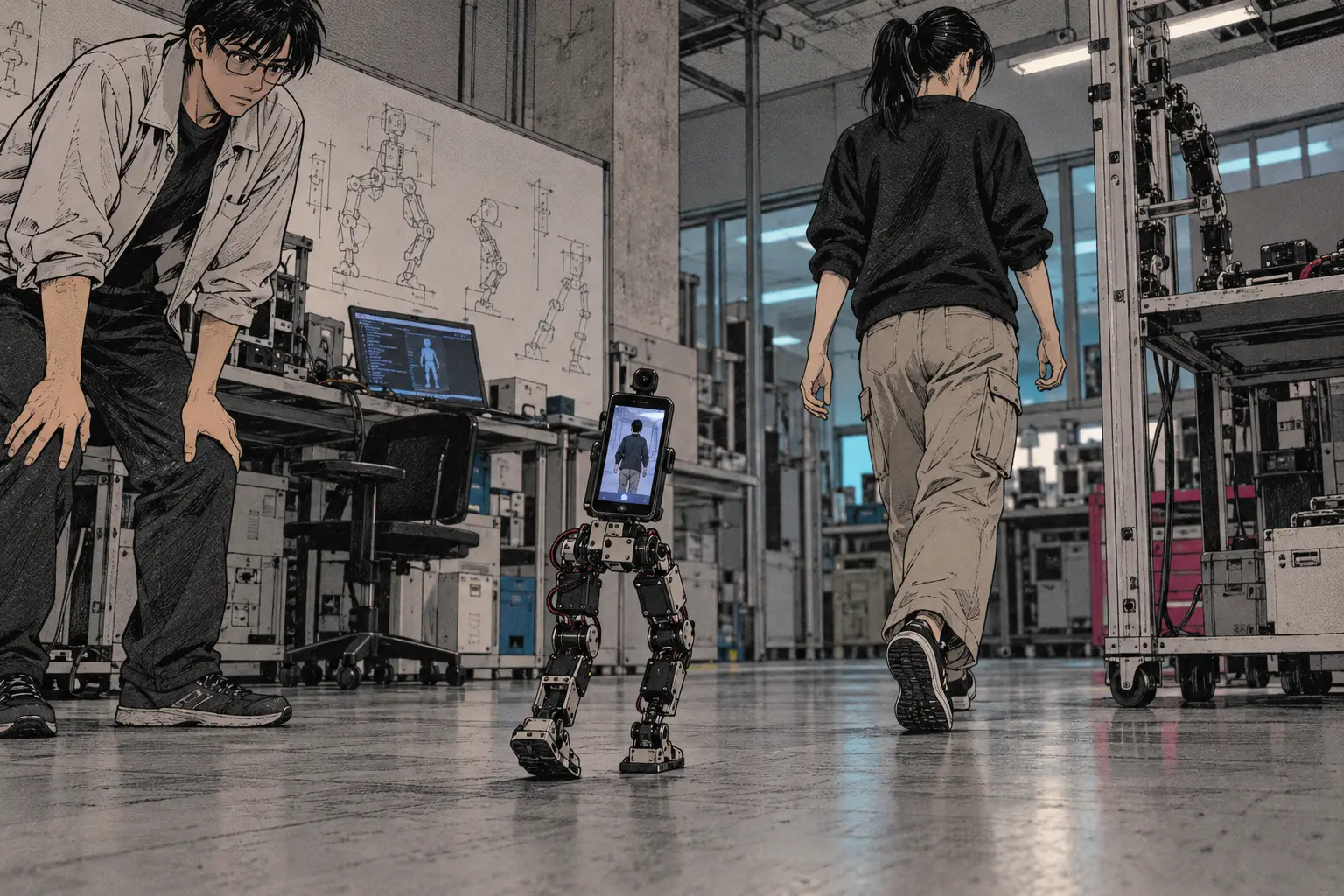 48-Centimeter Biped Walks With a Smartphone as Its Brain